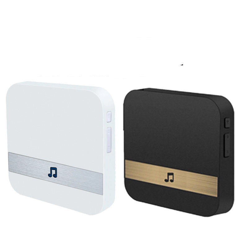 Two rectangular electronic devices, one white and one black with a gold stripe, on a white background.