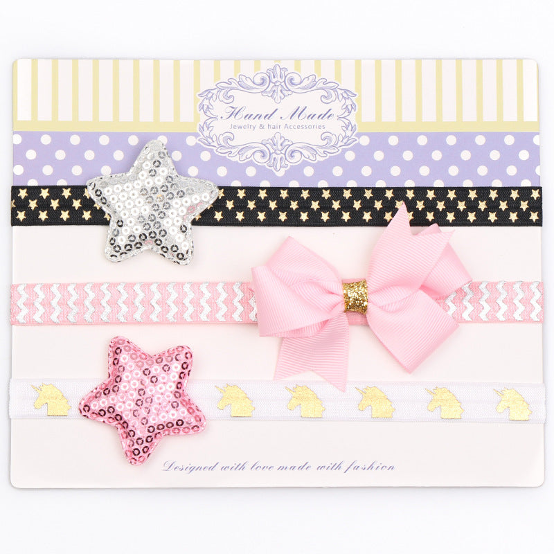 European And American New Headband Combination Bow Baby Hair Accessories Set