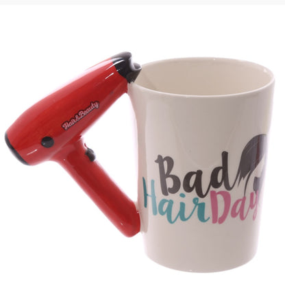 Creative Ceramic Hair Dryer Mug Ladies Tool Hair Dryer Hair Salon Bathroom Decor Vanity Decor Coffee Cup Hairdresser Gift