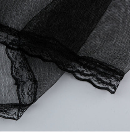 Elegant Front Slit Nightdress – Lace Short Skirt