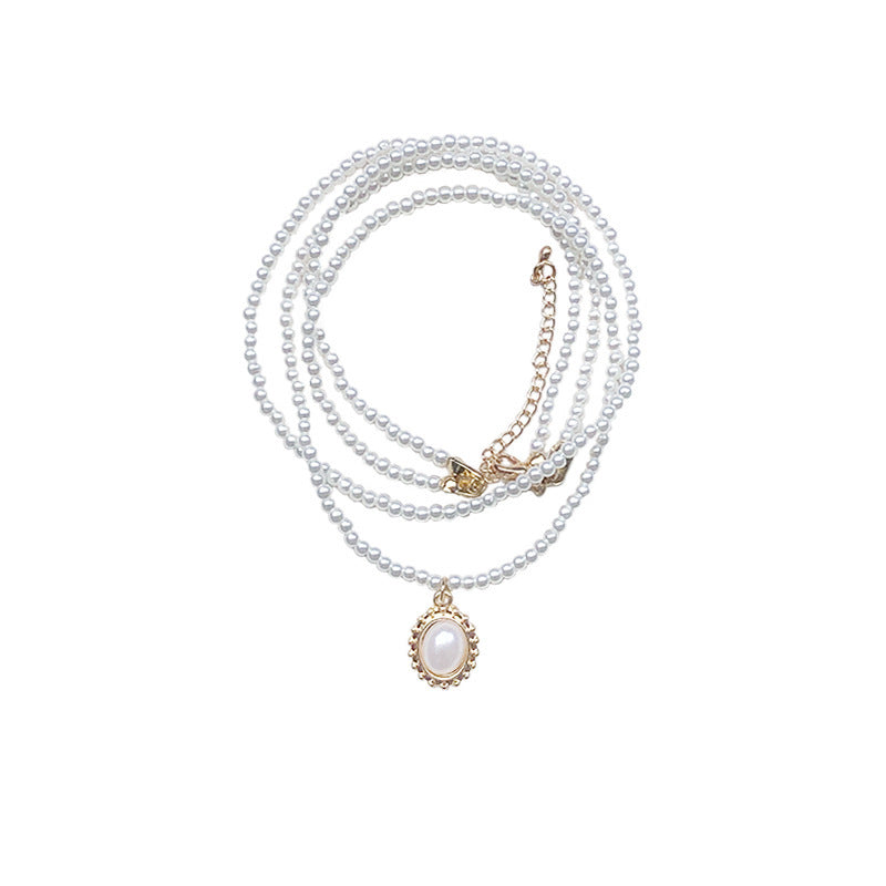 Retro Baroque Court Style Double Pearl Necklace
