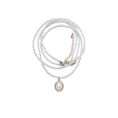 Retro Baroque Court Style Double Pearl Necklace