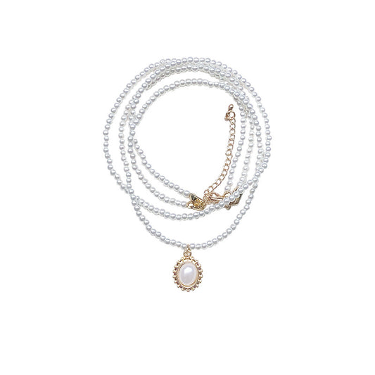 Retro Baroque Court Style Double Pearl Necklace
