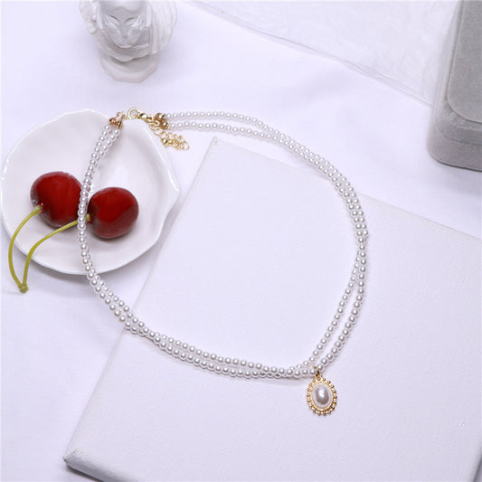 Retro Baroque Court Style Double Pearl Necklace