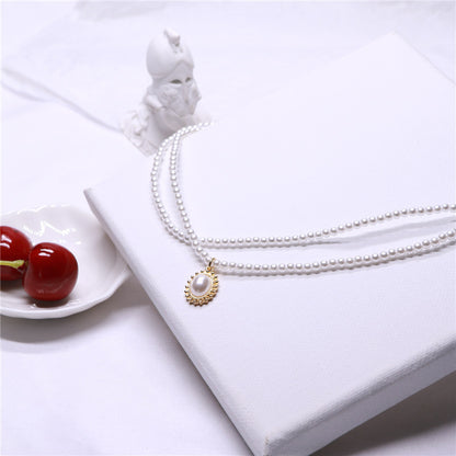 Retro Baroque Court Style Double Pearl Necklace