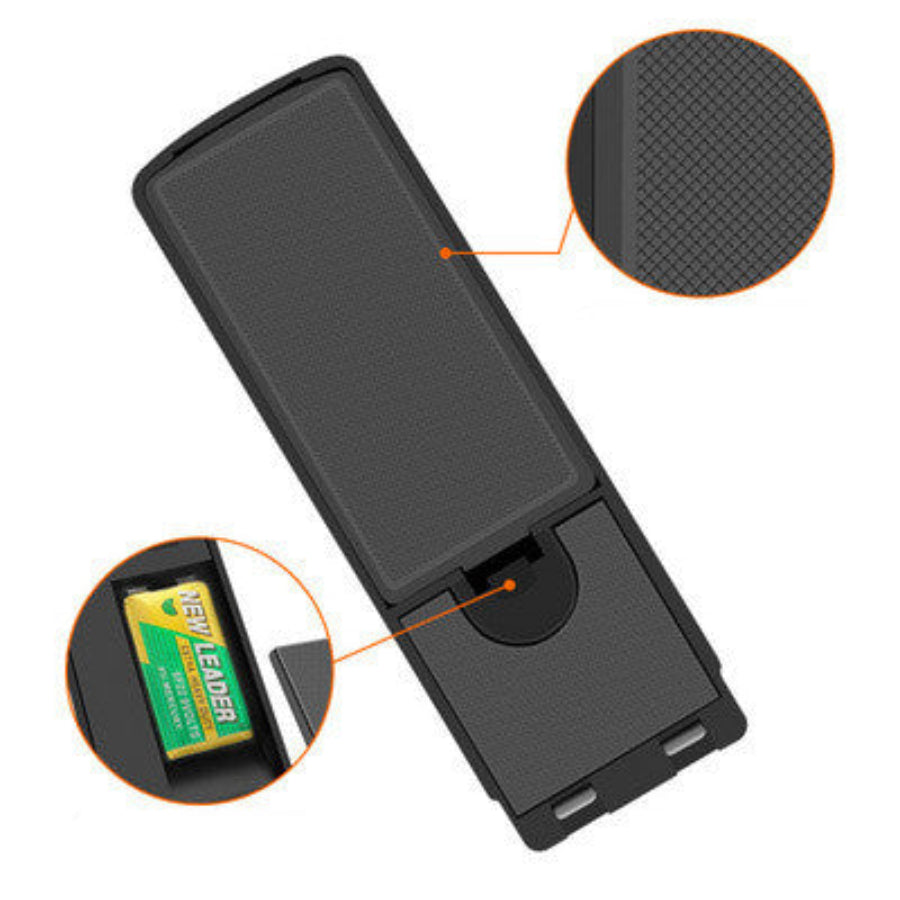 Black phone case with textured details on a white background