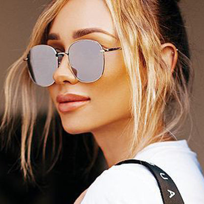 Metal Round Frame Retro Sunglasses for Ladies