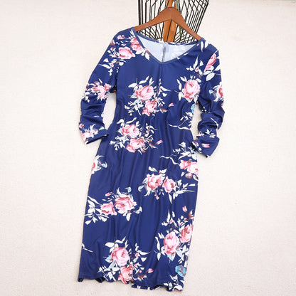 Matching Mother-Daughter Long Sleeve Floral Dresses