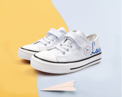 Children's Korean Style Breathable and Waterproof White Sports Shoes