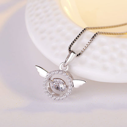 Silver S925 Jewelry - Simple Fashion Heartbeat Angel Pendant for Women