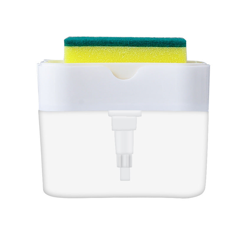 White cleaning device with a sponge on top against a white background