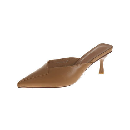 Women's Shoes Summer Pointed Toe Baotou Half Drag Women's Stiletto High Heel Set Foot Fashion Sandals And Slippers Women