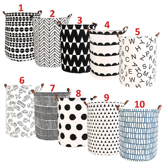 1pc Folding Laundry Basket Round Storage Bin Bag Large Hampe