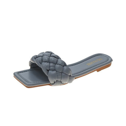Woven Sandals And Slippers For Outer Wear Flat-Bottomed Candy Color Slippers Women