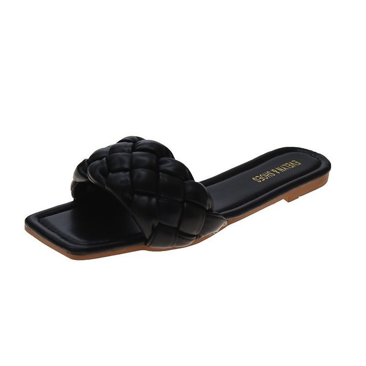 Woven Sandals And Slippers For Outer Wear Flat-Bottomed Candy Color Slippers Women