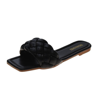 Woven Sandals And Slippers For Outer Wear Flat-Bottomed Candy Color Slippers Women