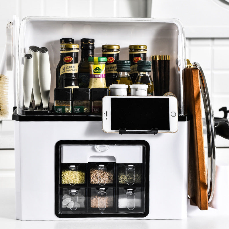 Multifunctional organizing kitchen plastic shelf knife rack storage kitchen seasoning box seasoning organizing storage rack customization