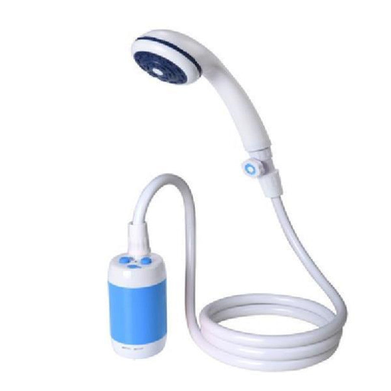 Handheld shower with flexible hose on a white background