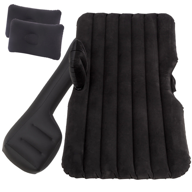 Black inflatable seat and pillow set on a white background