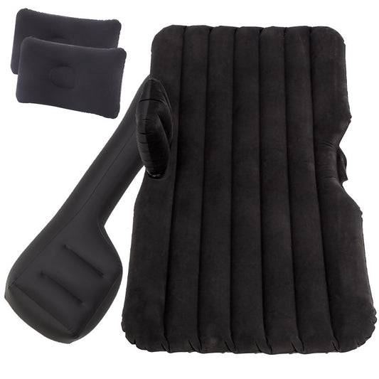 Black inflatable seat and pillow set on a white background