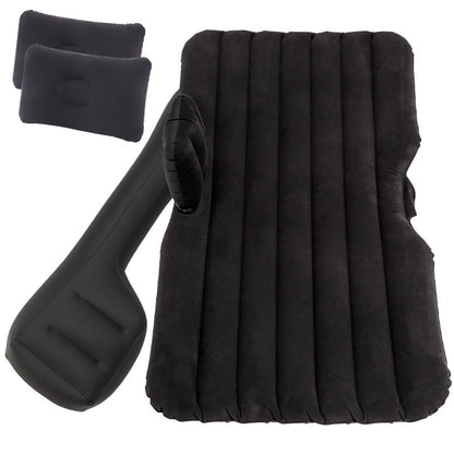 Black inflatable seat and pillow set on a white background