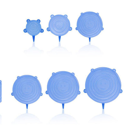 The 6-piece set of multi-functional silicone lid can be stretched to seal the fruit and vegetable lid