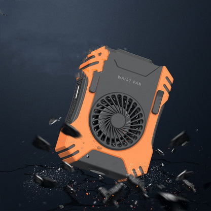 Orange and black waist fan on a dark background