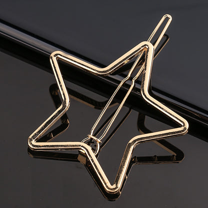 Fashion Metal Love Heart Hair Clip - Elegant Star Round Barrette