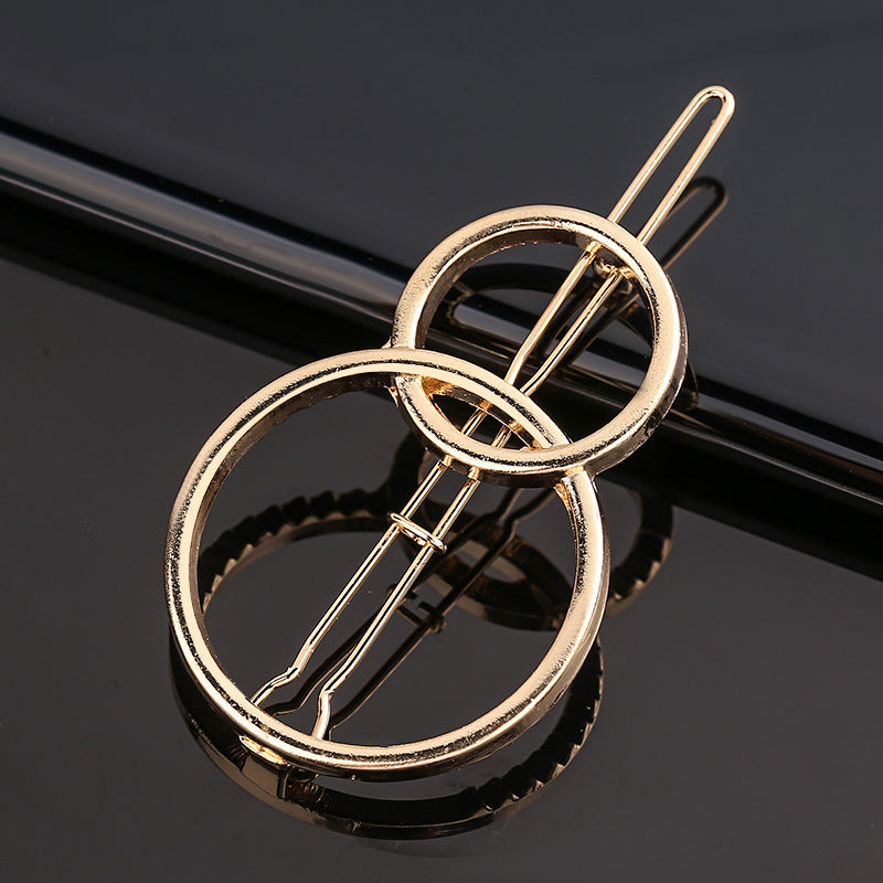 Fashion Metal Love Heart Hair Clip - Elegant Star Round Barrette