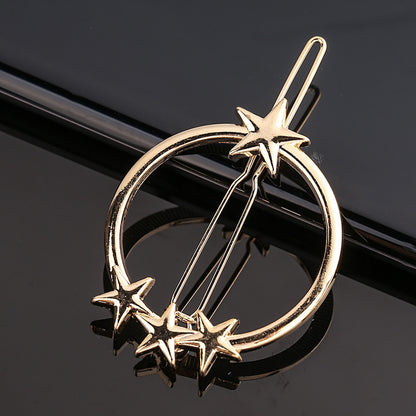 Fashion Metal Love Heart Hair Clip - Elegant Star Round Barrette