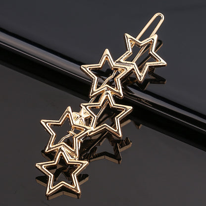 Fashion Metal Love Heart Hair Clip - Elegant Star Round Barrette