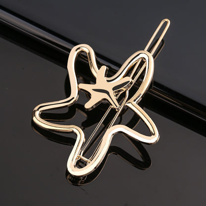 Fashion Metal Love Heart Hair Clip - Elegant Star Round Barrette