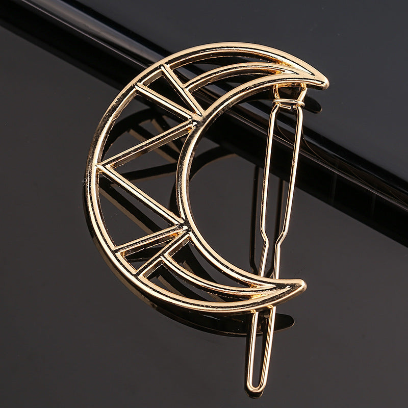 Fashion Metal Love Heart Hair Clip - Elegant Star Round Barrette