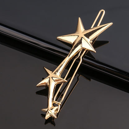 Fashion Metal Love Heart Hair Clip - Elegant Star Round Barrette