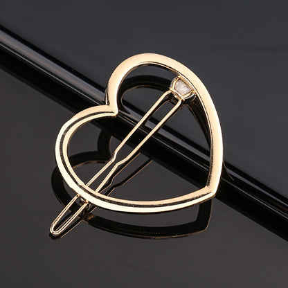 Fashion Metal Love Heart Hair Clip - Elegant Star Round Barrette