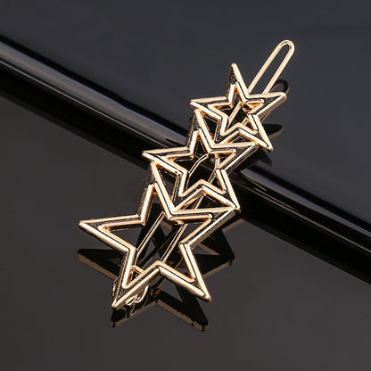 Fashion Metal Love Heart Hair Clip - Elegant Star Round Barrette