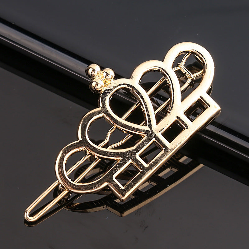 Fashion Metal Love Heart Hair Clip - Elegant Star Round Barrette