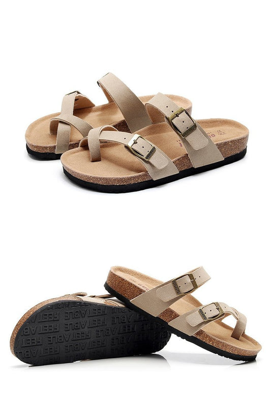 New Style Cork Slippers Women Flat Non Slip Slip On Sandals And Slippers