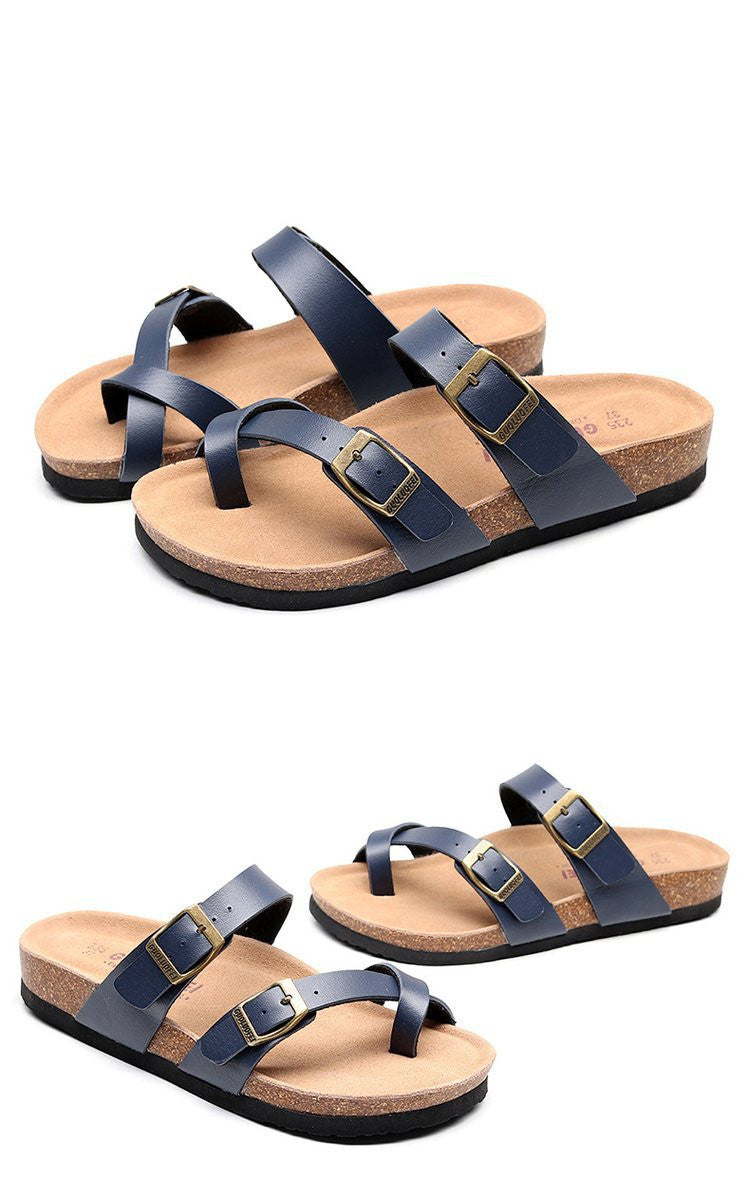 New Style Cork Slippers Women Flat Non Slip Slip On Sandals And Slippers