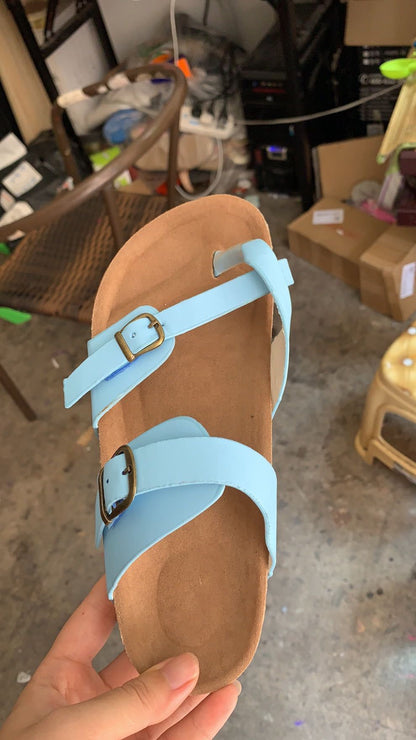 New Style Cork Slippers Women Flat Non Slip Slip On Sandals And Slippers