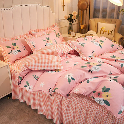 Net Red Girl Princess Style Double Lace Bed Sheet Duvet Cover