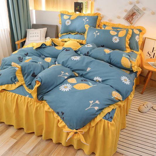 Net Red Girl Princess Style Double Lace Bed Sheet Duvet Cover