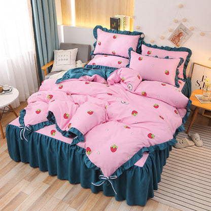 Net Red Girl Princess Style Double Lace Bed Sheet Duvet Cover
