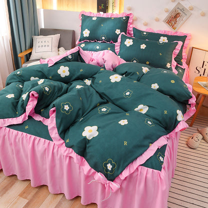 Net Red Girl Princess Style Double Lace Bed Sheet Duvet Cover