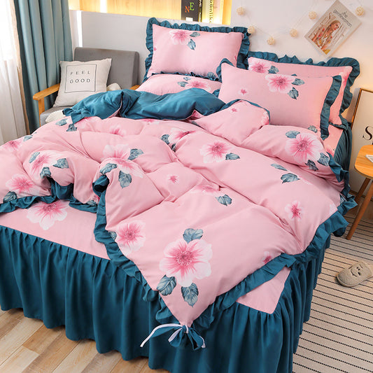 Net Red Girl Princess Style Double Lace Bed Sheet Duvet Cover