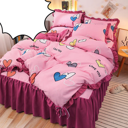 Net Red Girl Princess Style Double Lace Bed Sheet Duvet Cover