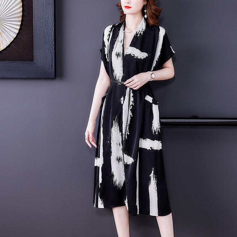Summer V-neck Dress Temperament Female Skirt