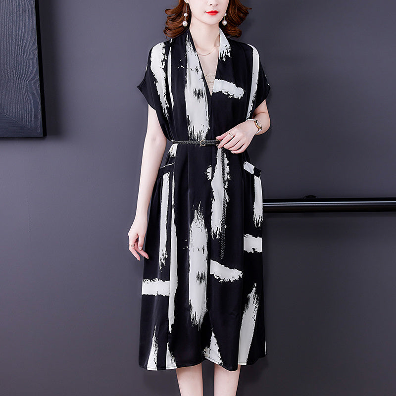 Summer V-neck Dress Temperament Female Skirt