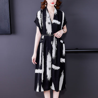 Summer V-neck Dress Temperament Female Skirt