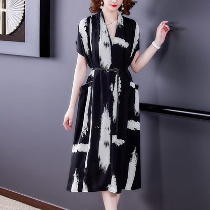 Summer V-neck Dress Temperament Female Skirt